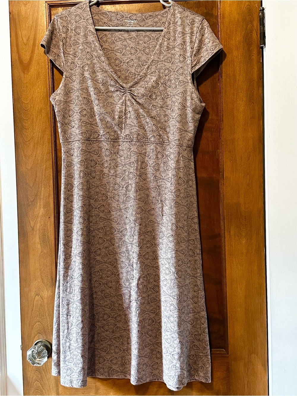 Toad&Co Rosemarie Dress Cap Sleeve Aztec Geometric Print Size Large EUC